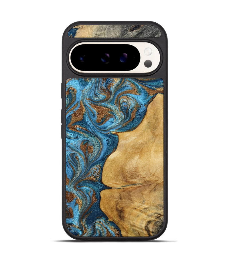 Pixel 9 Pro Wood Phone Case - Braelyn (Teal & Gold, 790064)