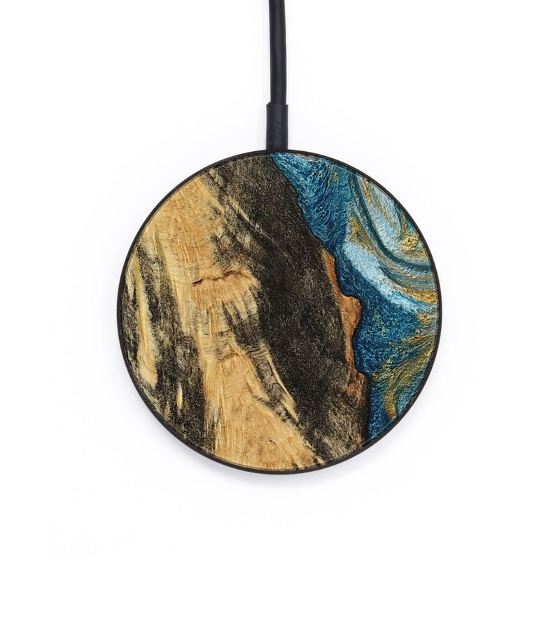 Circle Wood Wireless Charger - Lonzo (Teal & Gold, 790067)