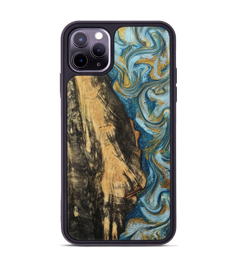 iPhone 11 Pro Max Wood Phone Case - Lonzo (Teal & Gold, 790067)