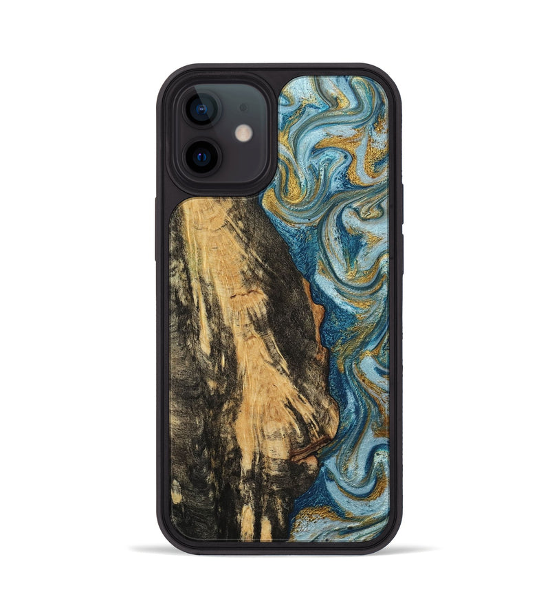 iPhone 12 Wood Phone Case - Lonzo (Teal & Gold, 790067)