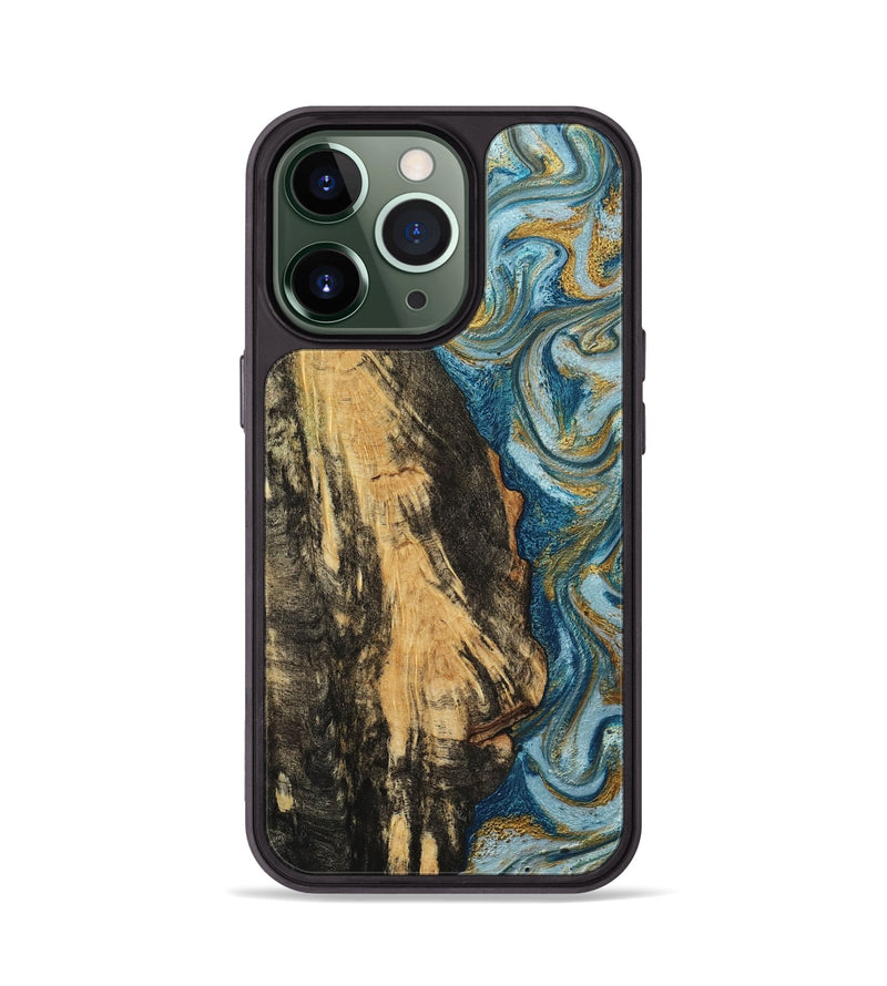 iPhone 13 Pro Wood Phone Case - Lonzo (Teal & Gold, 790067)