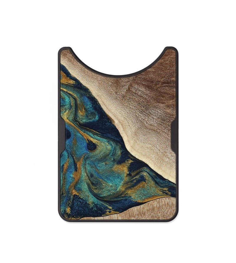 Alloy Wood Wallet - Sue (Teal & Gold, 790076)