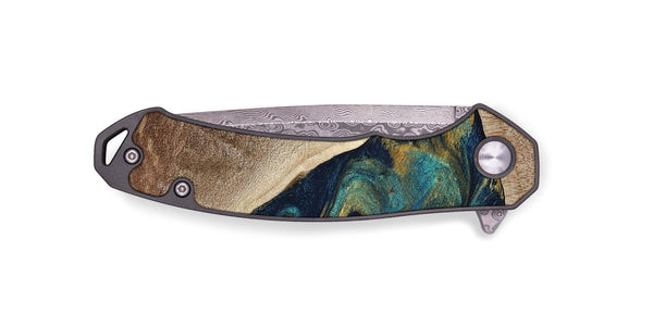 EDC Wood Pocket Knife - Sue (Teal & Gold, 790076)