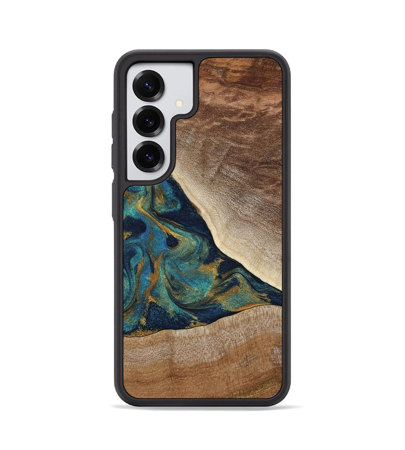 Galaxy S25 Wood Phone Case - Sue (Teal & Gold, 790076)