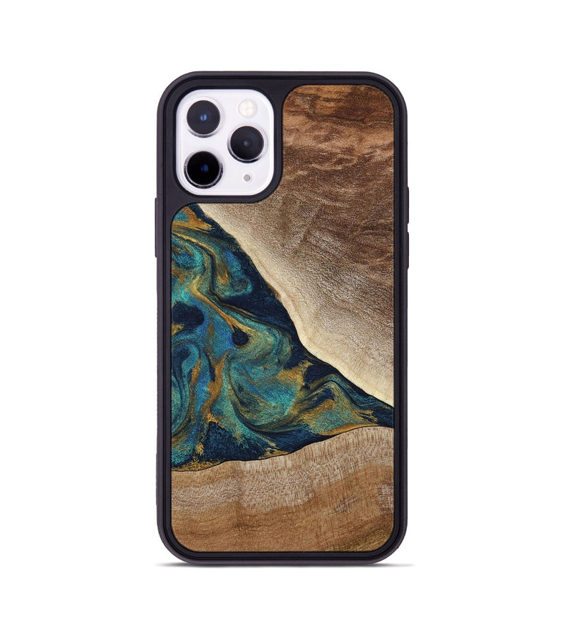 iPhone 11 Pro Wood Phone Case - Sue (Teal & Gold, 790076)