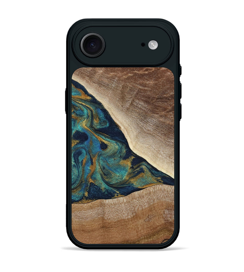 iPhone 17 Air Wood Phone Case - Sue (Teal & Gold, 790076)