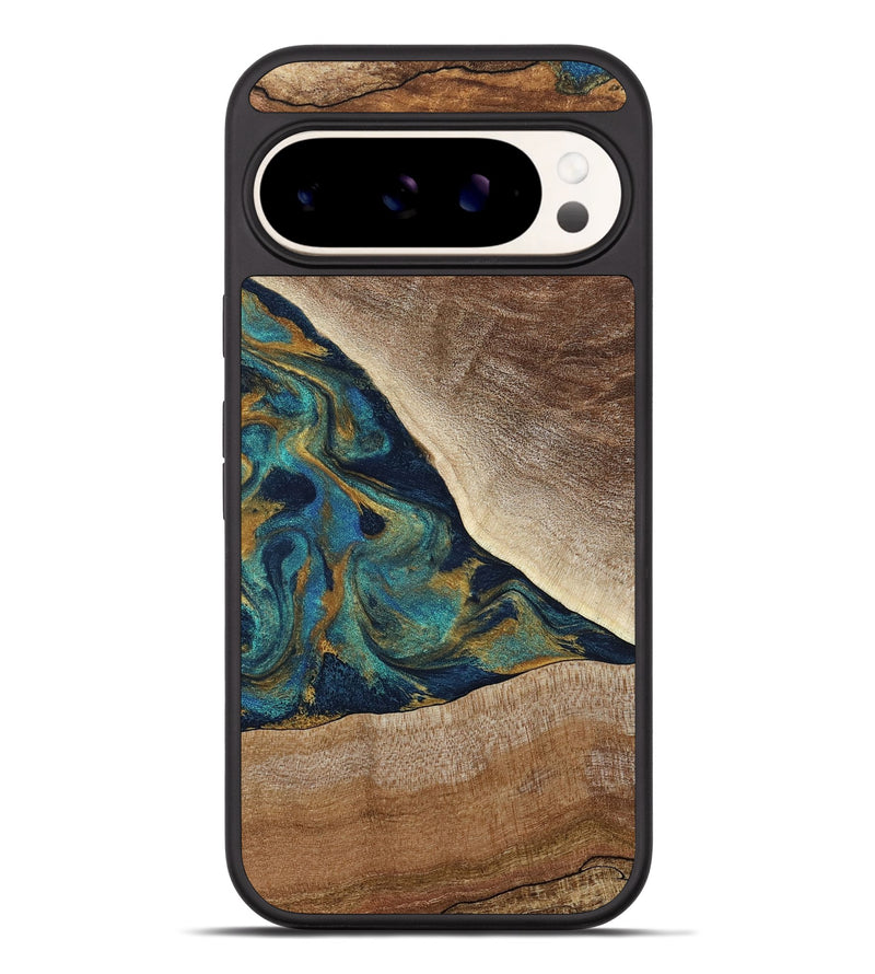 Pixel 9 Pro XL Wood Phone Case - Sue (Teal & Gold, 790076)