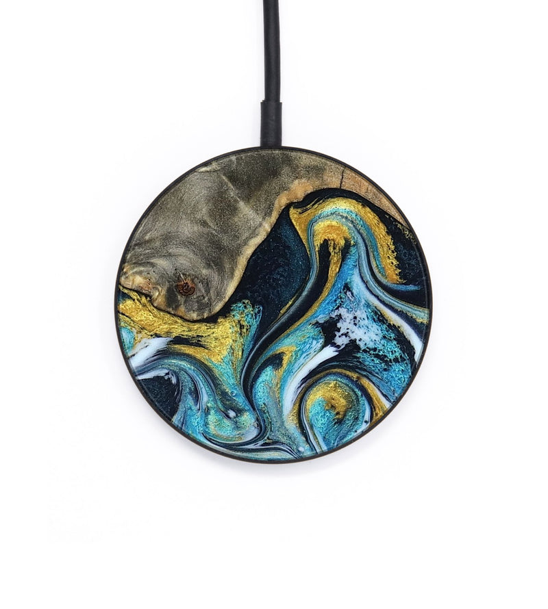 Circle Wood Wireless Charger - Shyanne (Teal & Gold, 790096)