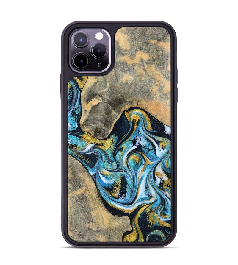 iPhone 11 Pro Max Wood Phone Case - Shyanne (Teal & Gold, 790096)