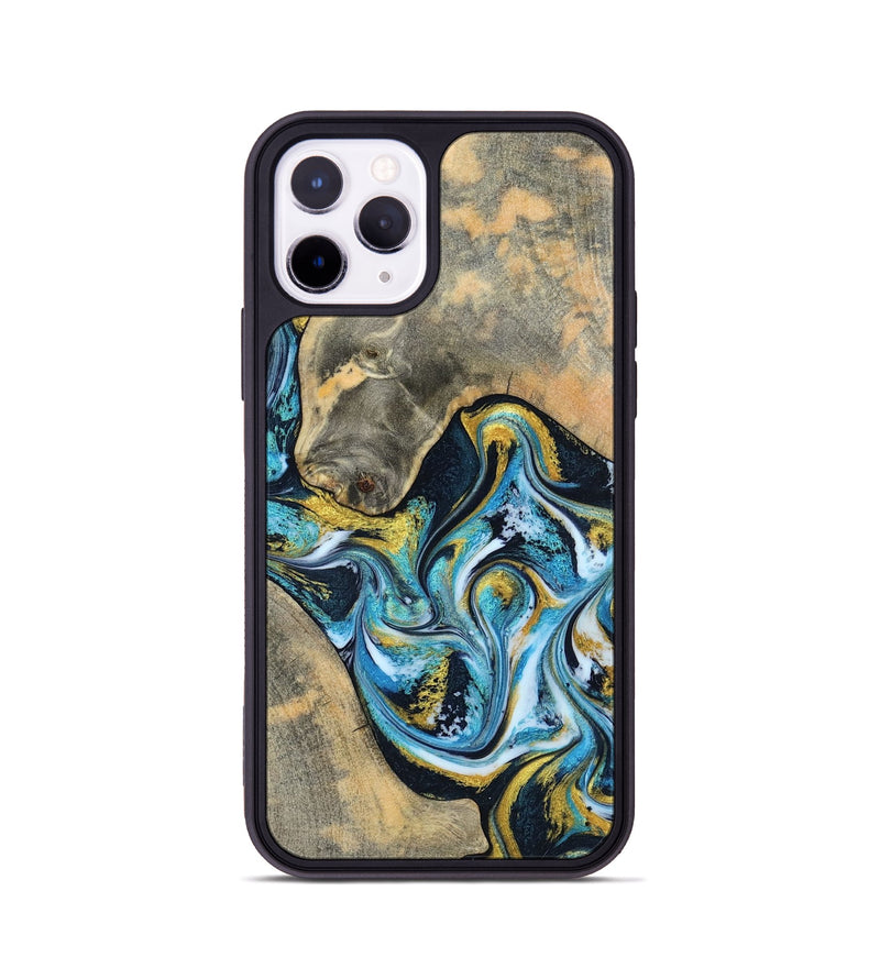 iPhone 11 Pro Wood Phone Case - Shyanne (Teal & Gold, 790096)