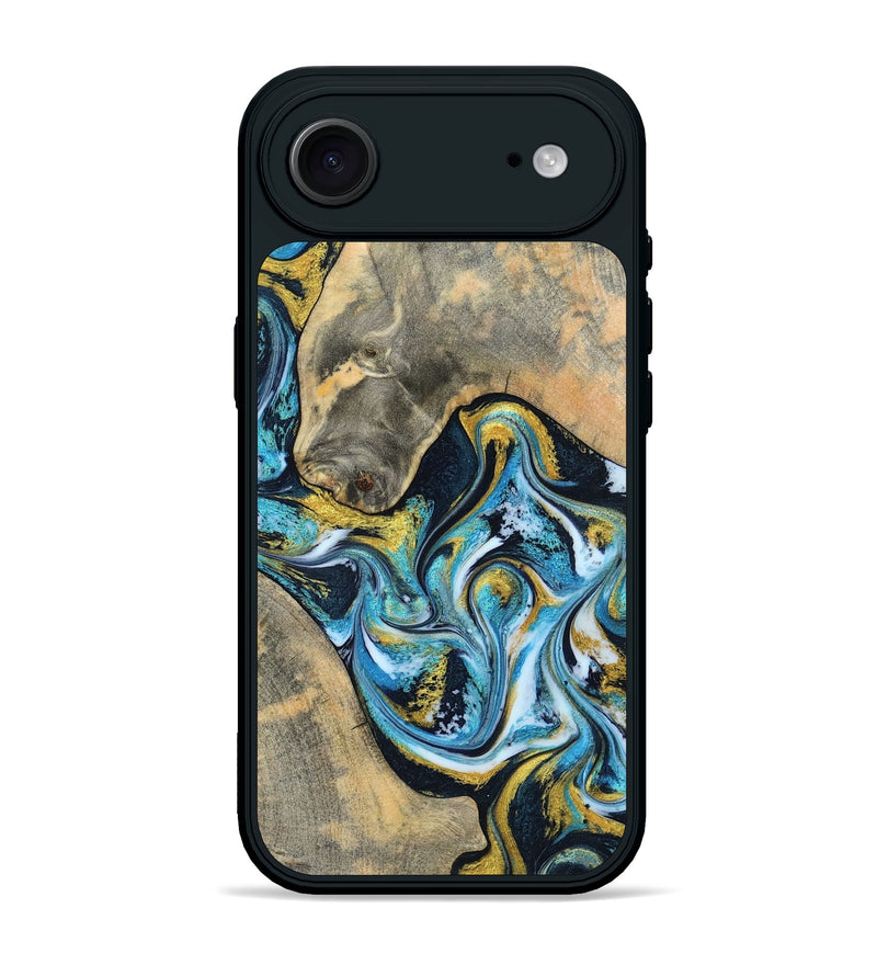 iPhone 17 Air Wood Phone Case - Shyanne (Teal & Gold, 790096)