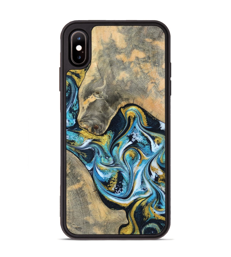 iPhone Xs Max Wood Phone Case - Shyanne (Teal & Gold, 790096)
