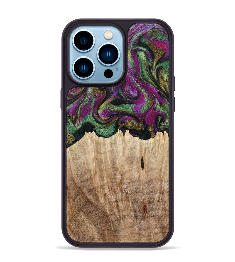 iPhone 14 Pro Max Wood Phone Case - Janette (Green, 790118)