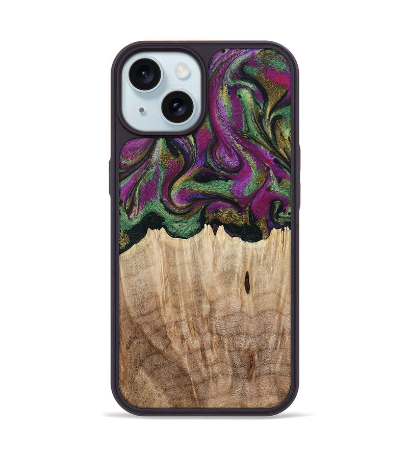 iPhone 15 Wood Phone Case - Janette (Green, 790118)