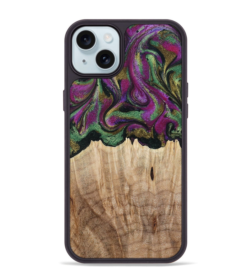 iPhone 15 Plus Wood Phone Case - Janette (Green, 790118)