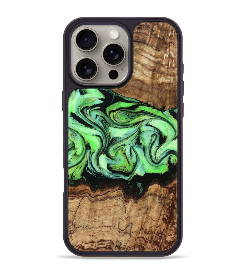 iPhone 16 Pro Max Wood Phone Case - Shelia (Green, 790129)