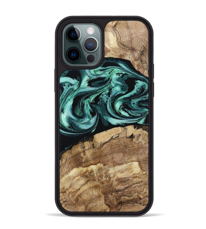 iPhone 12 Pro Max Wood Phone Case - Jadon (Green, 790136)
