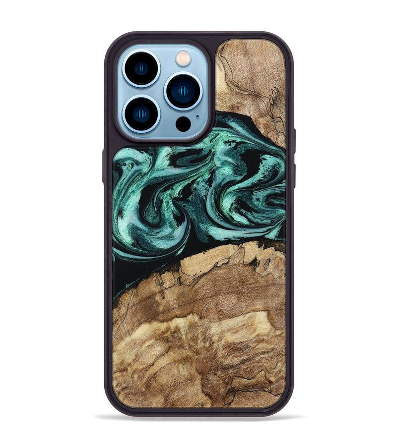 iPhone 14 Pro Max Wood Phone Case - Jadon (Green, 790136)