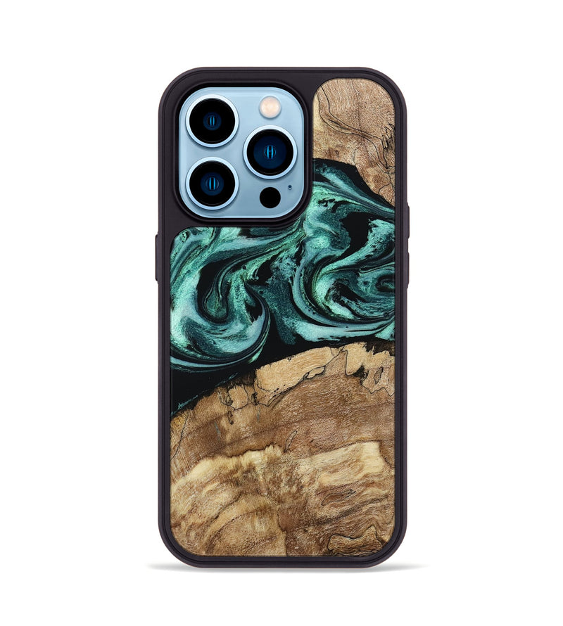 iPhone 14 Pro Wood Phone Case - Jadon (Green, 790136)