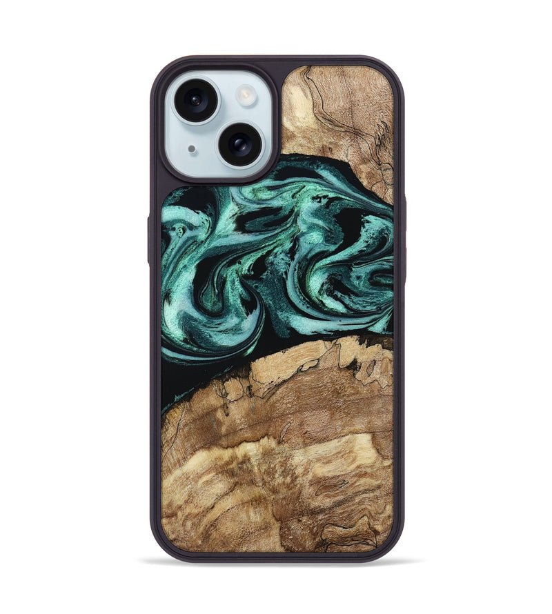 iPhone 15 Wood Phone Case - Jadon (Green, 790136)
