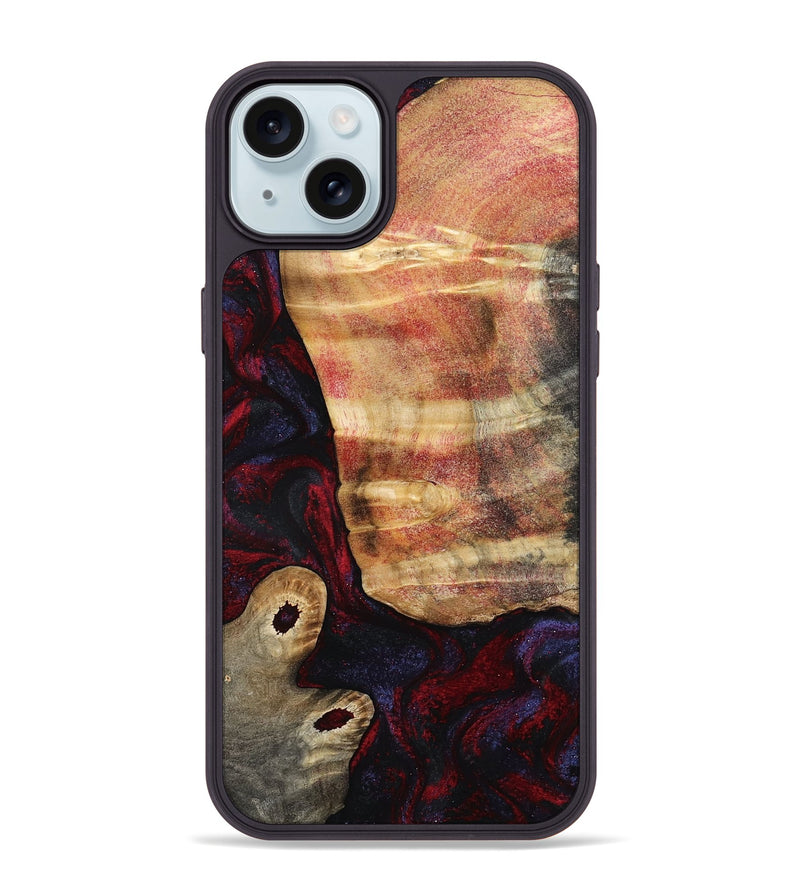 iPhone 15 Plus Wood Phone Case - Tricia (Red, 790147)