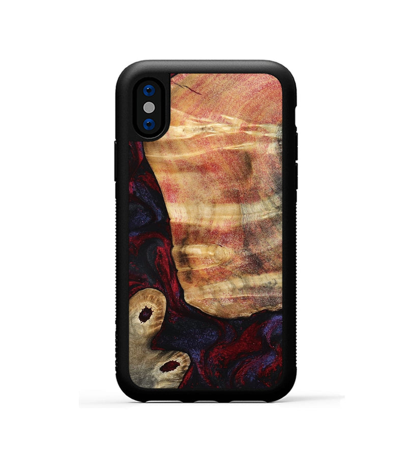 iPhone Xs Wood Phone Case - Tricia (Red, 790147)