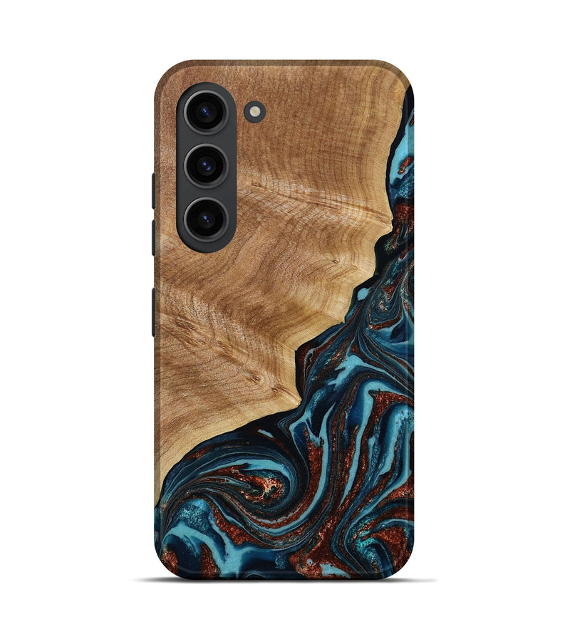 Galaxy S23 Wood Live Edge Phone Case - Ricky (Teal & Gold, 790175)