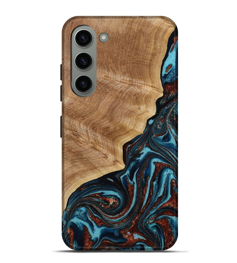 Galaxy S23 Plus Wood Live Edge Phone Case - Ricky (Teal & Gold, 790175)