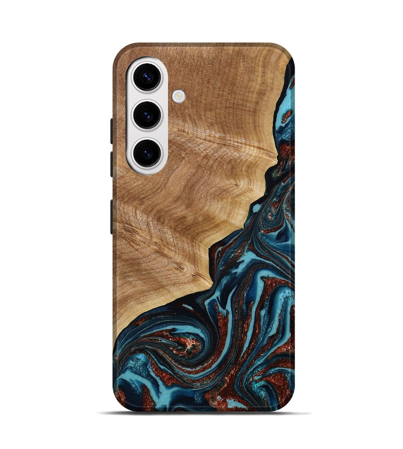 Galaxy S25 Wood Live Edge Phone Case - Ricky (Teal & Gold, 790175)