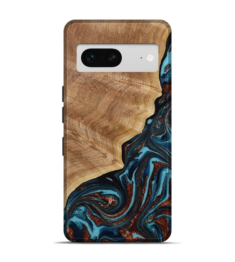 Pixel 7 Wood Live Edge Phone Case - Ricky (Teal & Gold, 790175)