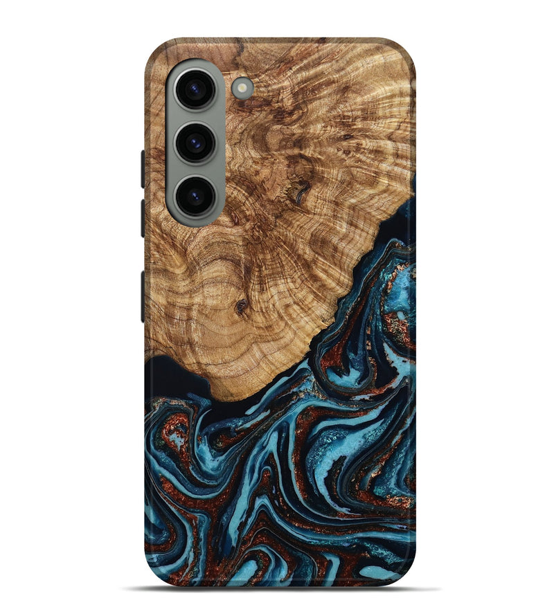 Galaxy S23 Plus Wood Live Edge Phone Case - Kwame (Teal & Gold, 790176)