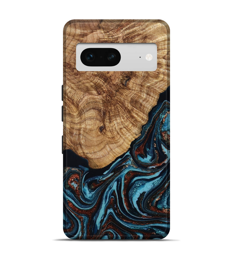 Pixel 7 Wood Live Edge Phone Case - Kwame (Teal & Gold, 790176)