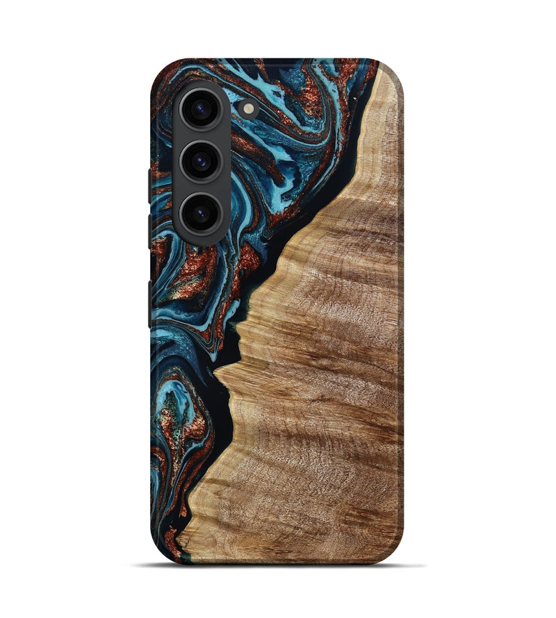 Galaxy S23 Wood Live Edge Phone Case - Liza (Teal & Gold, 790190)