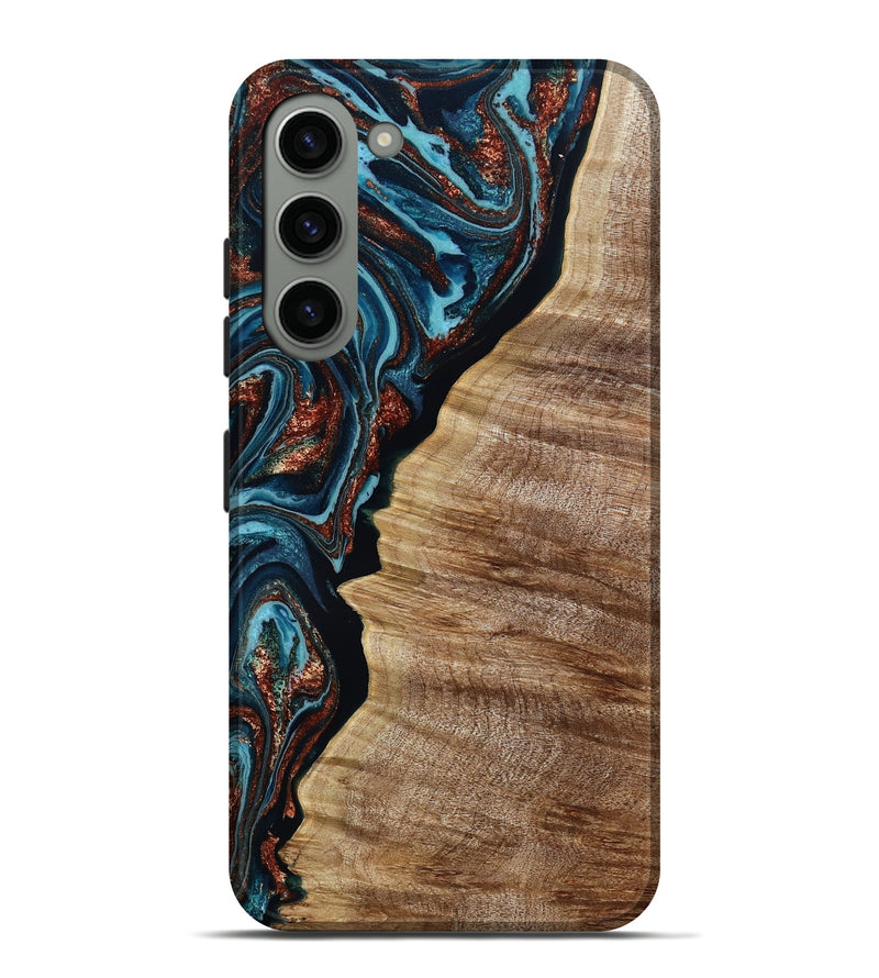 Galaxy S23 Plus Wood Live Edge Phone Case - Liza (Teal & Gold, 790190)