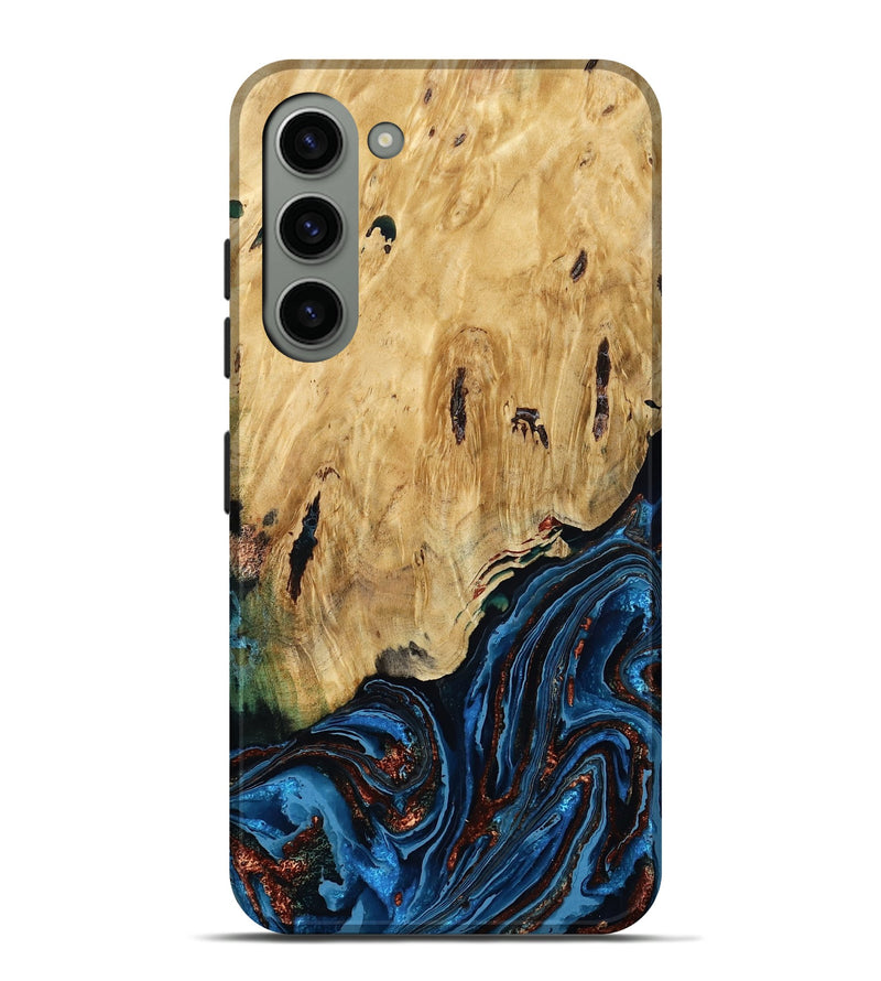 Galaxy S23 Plus Wood Live Edge Phone Case - Hildred (Teal & Gold, 790195)