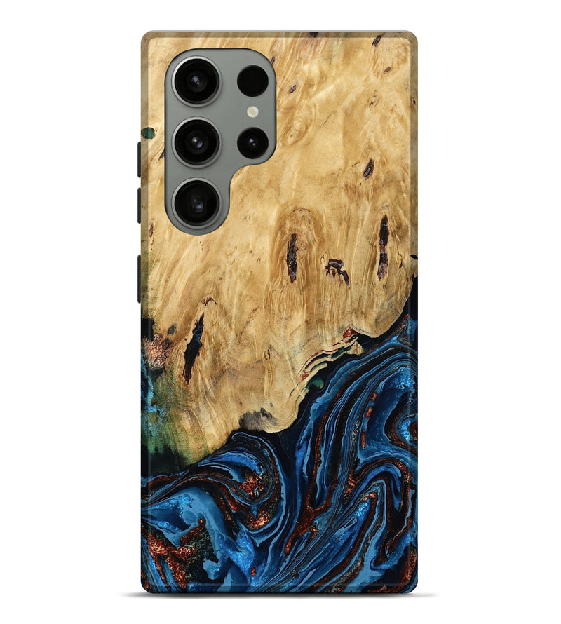 Galaxy S23 Ultra Wood Live Edge Phone Case - Hildred (Teal & Gold, 790195)