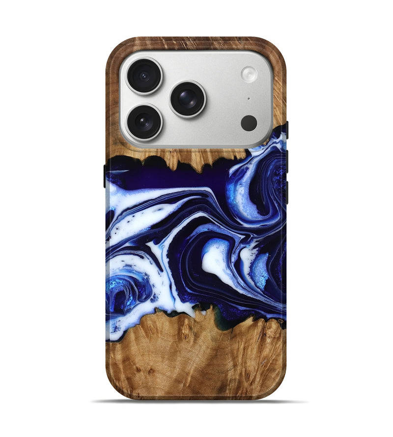 iPhone 17 Pro Wood Live Edge Phone Case - Kasey (Blue, 790199)
