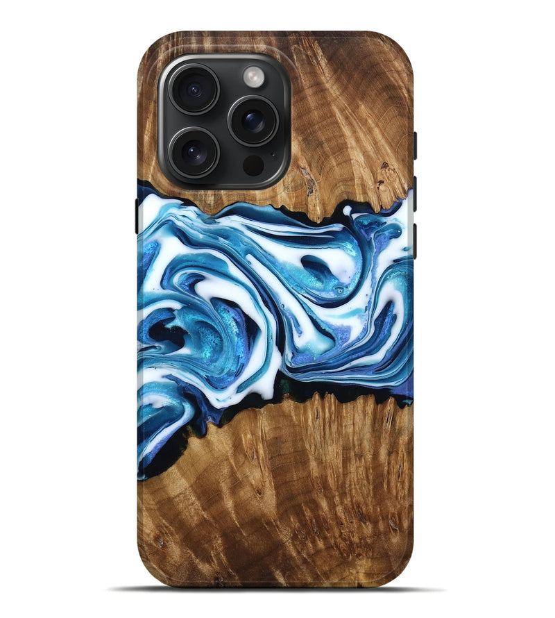 iPhone 16 Pro Max Wood Live Edge Phone Case - Jed (Blue, 790209)