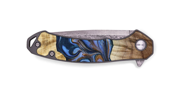 EDC Wood Pocket Knife - Kerrie (Teal & Gold, 790219)