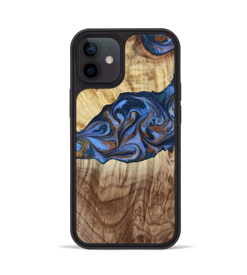 iPhone 12 Wood Phone Case - Kerrie (Teal & Gold, 790219)