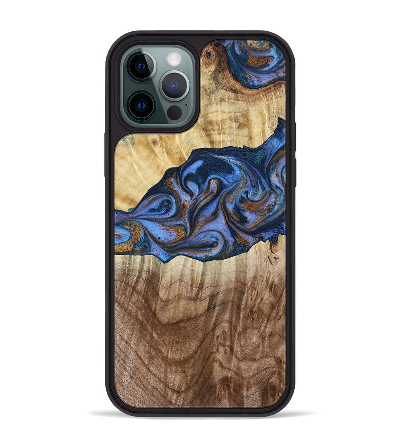 iPhone 12 Pro Max Wood Phone Case - Kerrie (Teal & Gold, 790219)