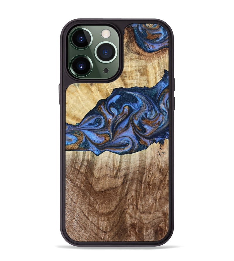 iPhone 13 Pro Max Wood Phone Case - Kerrie (Teal & Gold, 790219)