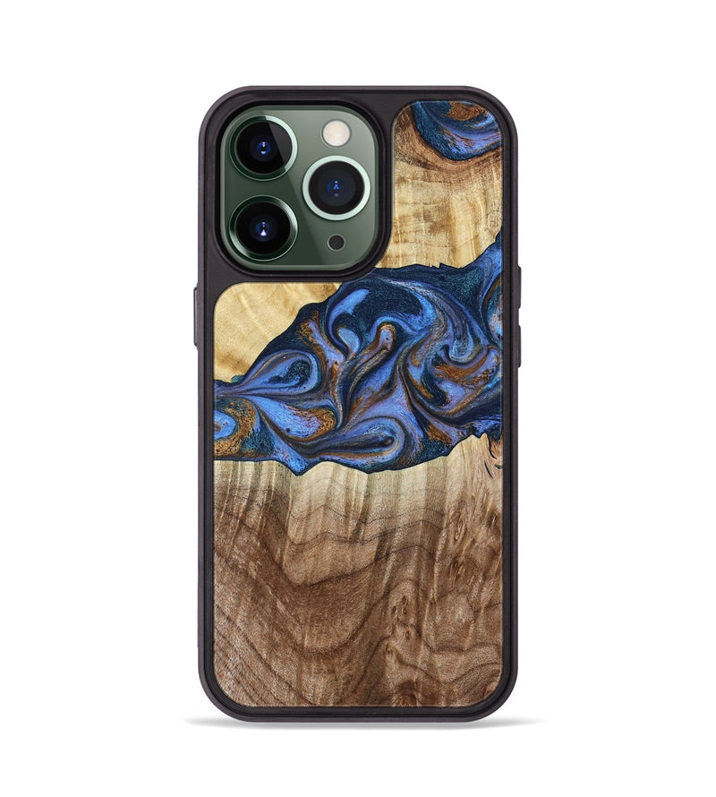 iPhone 13 Pro Wood Phone Case - Kerrie (Teal & Gold, 790219)