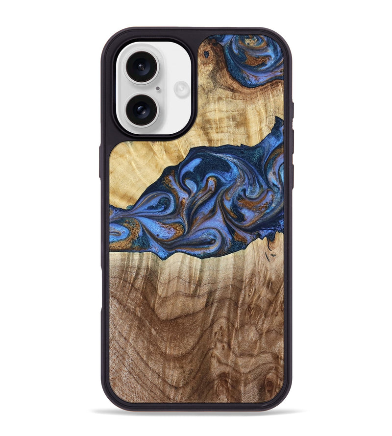 iPhone 16 Plus Wood Phone Case - Kerrie (Teal & Gold, 790219)