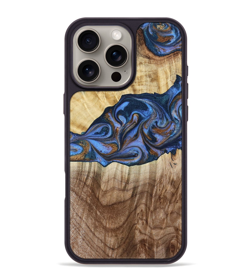 iPhone 16 Pro Max Wood Phone Case - Kerrie (Teal & Gold, 790219)
