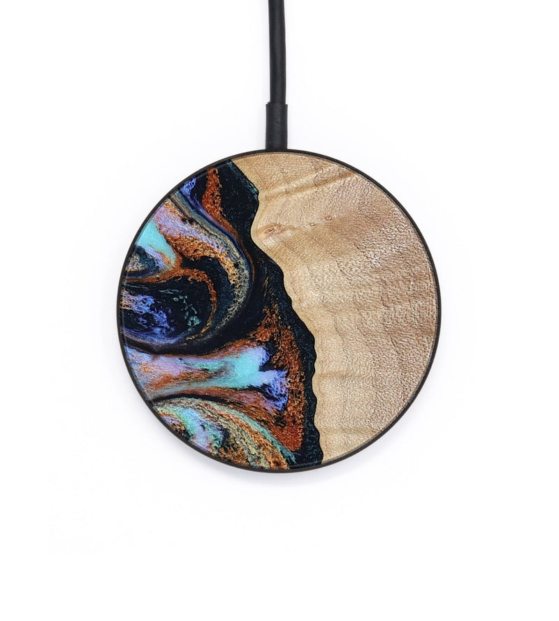 Circle Wood Wireless Charger - Isabell (Teal & Gold, 790222)