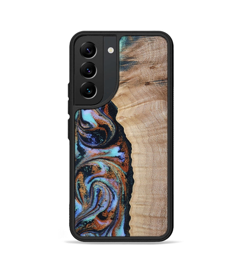 Galaxy S22 Wood Phone Case - Isabell (Teal & Gold, 790222)