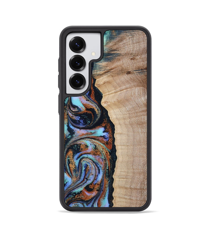 Galaxy S25 Wood Phone Case - Isabell (Teal & Gold, 790222)