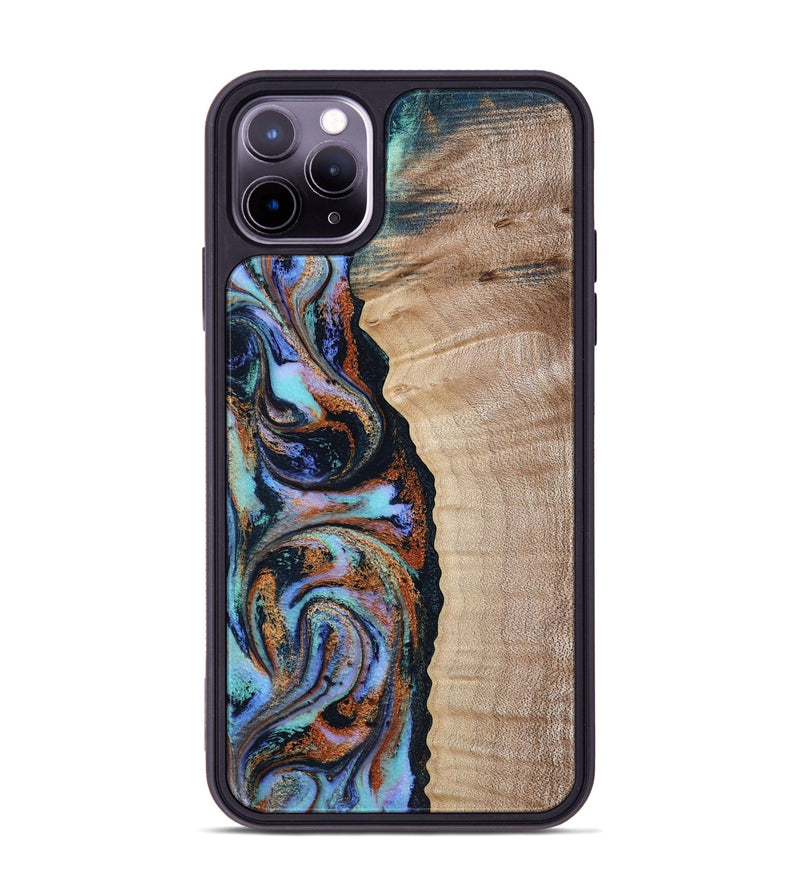 iPhone 11 Pro Max Wood Phone Case - Isabell (Teal & Gold, 790222)