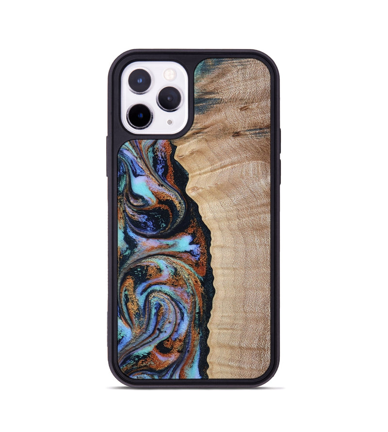 iPhone 11 Pro Wood Phone Case - Isabell (Teal & Gold, 790222)